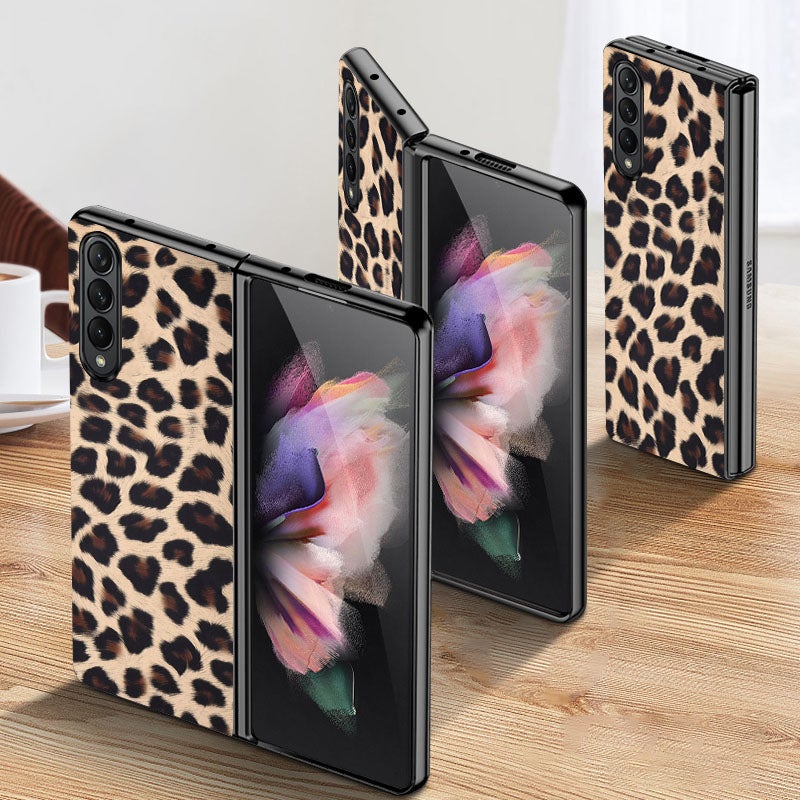 Custodia in pelle con stampa leopardata per Samsung Galaxy Zfold3