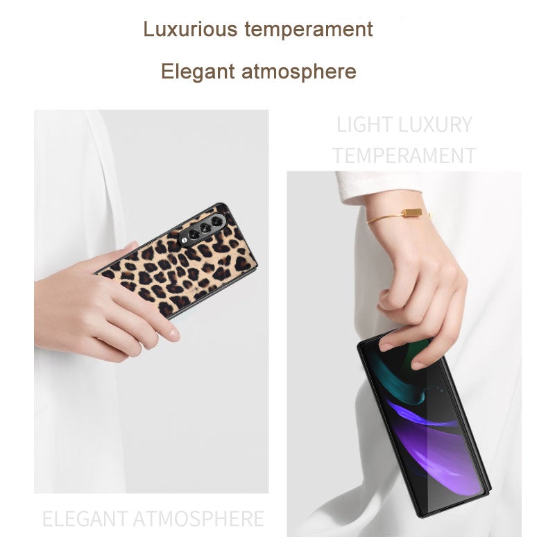 Custodia in pelle con stampa leopardata per Samsung Galaxy Zfold3