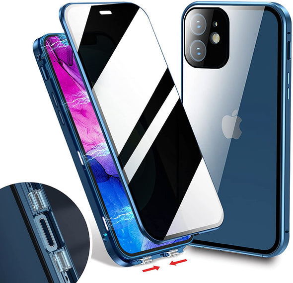 Nuova custodia per telefono bifacciale in vetro temperato magnetico per iPhone serie 13