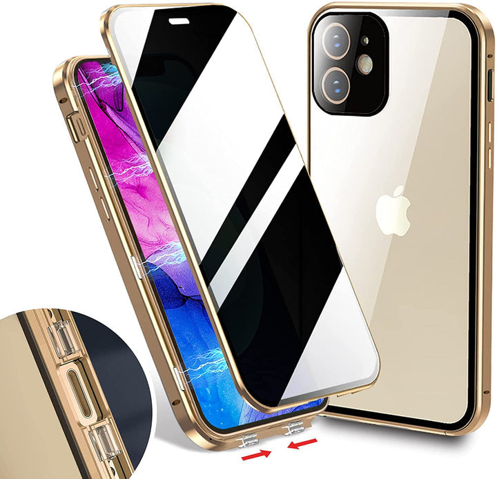 Nuova custodia per telefono bifacciale in vetro temperato magnetico per iPhone serie 13