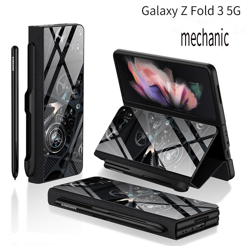 Custodia per cellulare Samsung Zfold3 Custodia in vetro con slot per penna laterale creativa